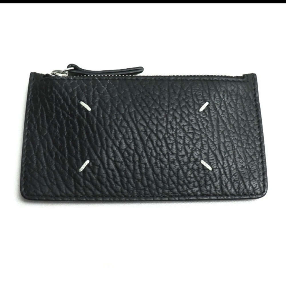 Maison Martin Margiela Fragment Zip Card Wallet Iconic White Stitch Accents